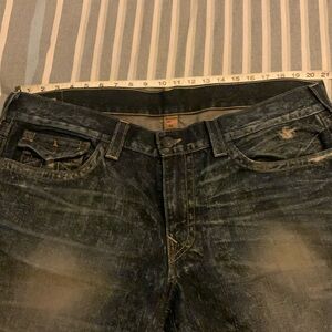 True Religion Straight Jeans Men's Blue Acid Wash 40x34